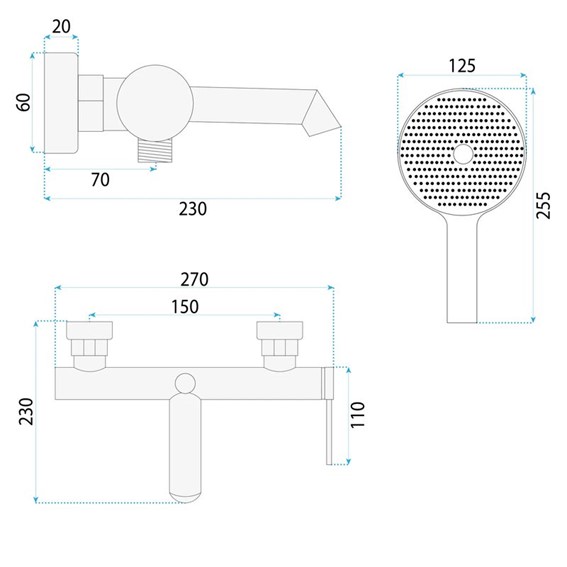 Bateria Wannowa FOSS Złoty Szczotkowany