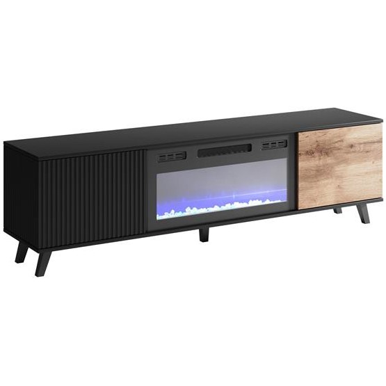 Szafka z Kominkiem RANDOM RTVK Czarny/Dąb Wotan