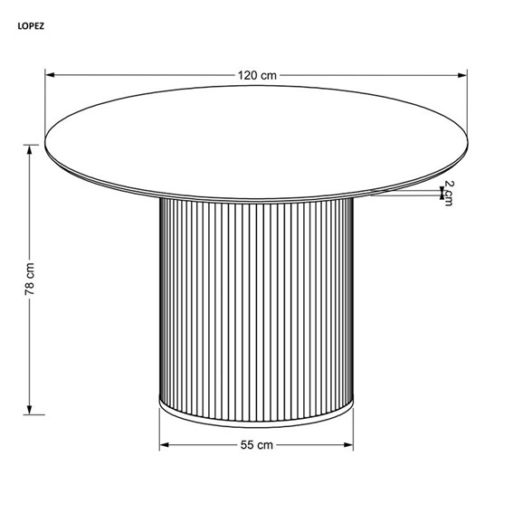 Stół Okrągły LOPEZ fi120 Dąb Naturalny