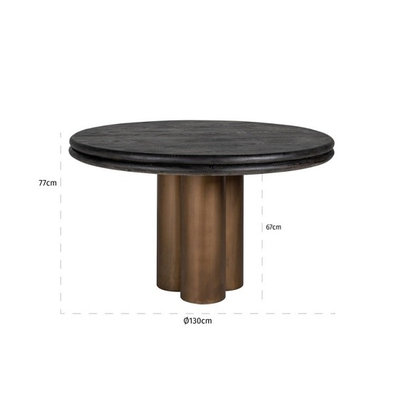 Stół MACARON fi130 Naturalny/Złoty