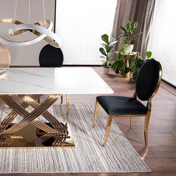 Krzesło KING Velvet Złoty/Czarny Bluvel 19