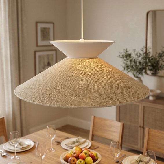 Lampa Wisząca SOFTA 1 Rattan/Biały