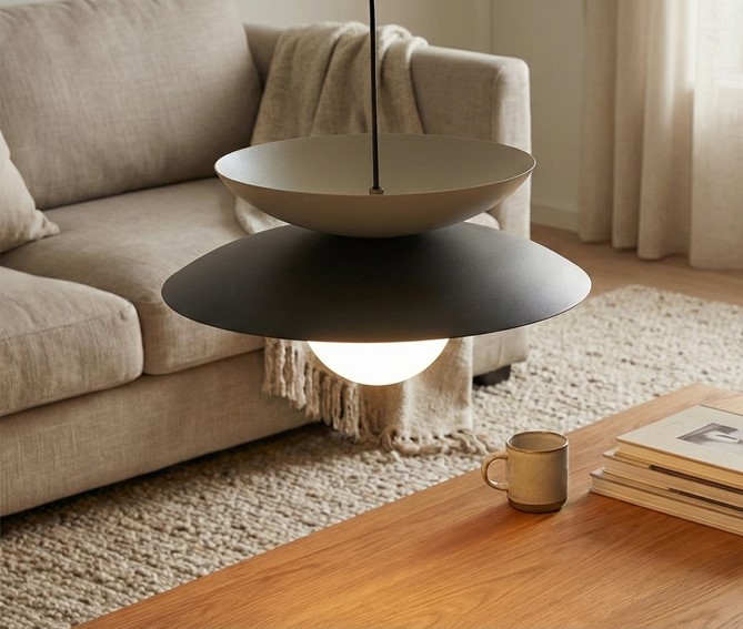 Lampa Wisząca NAGOYA 1 Czarny/Beżowy