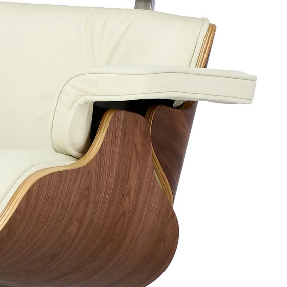 Fotel VIP 54x82x85 Biały/Walnut/Srebrna Baza