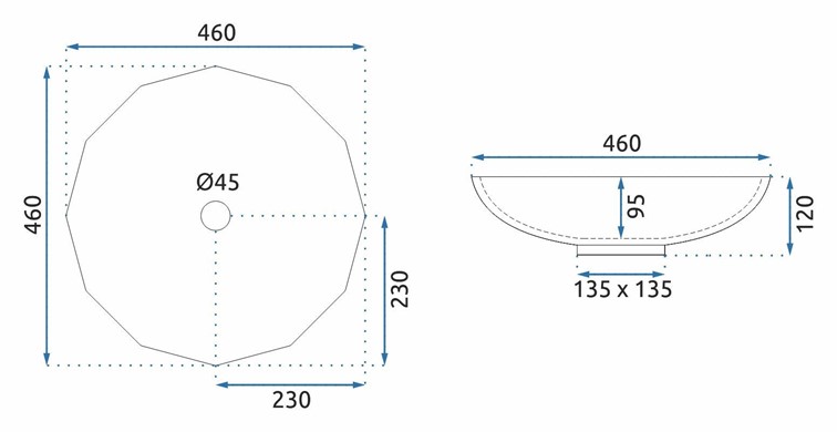 Umywalka Nablatowa ARCTIC Transparentny
