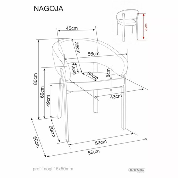 Krzesło NAGOJA D Jasny Beż/Orzech