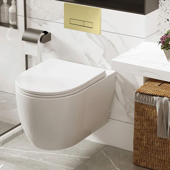 Stelaż Podtynkowy WC z Przyciskiem H Złoty