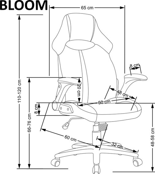 Fotel Gabinetowy BLOOM Czarny/Popielaty