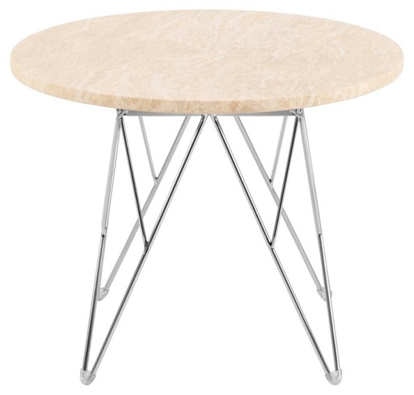 Stolik Kawowy PRUNUS fi55 Chrom/Trawertyn