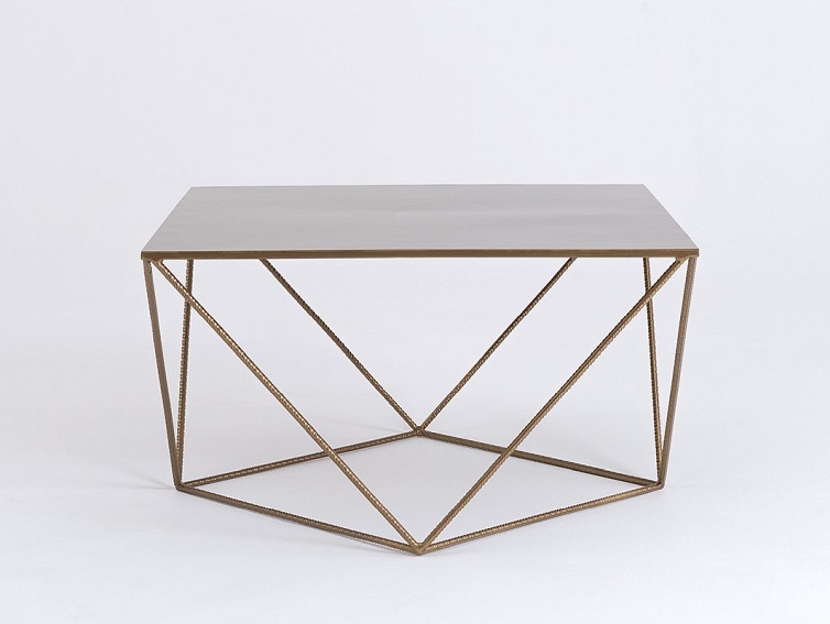 Stolik Kawowy DARYL METAL 80 Złoty/Biały