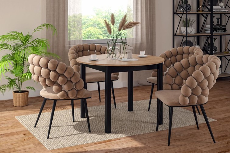 Stół Rozkładany ST5-FX (102-144)x102 Dąb Artisan/Czarny