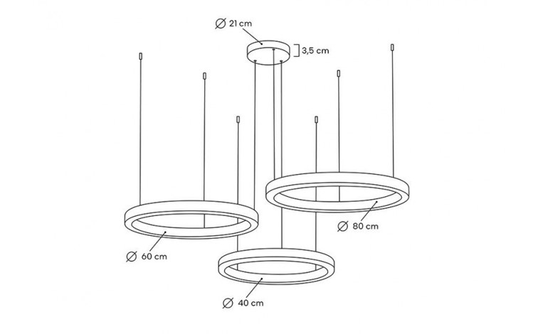 Lampa Wisząca RING 40/60/80 Złoty