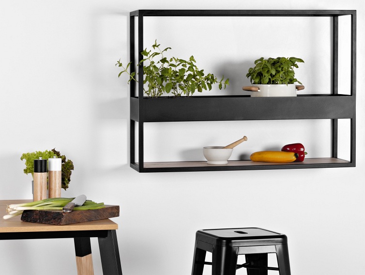 Regał Wiszący Herbarium 100x25x71 Dąb/Czarny