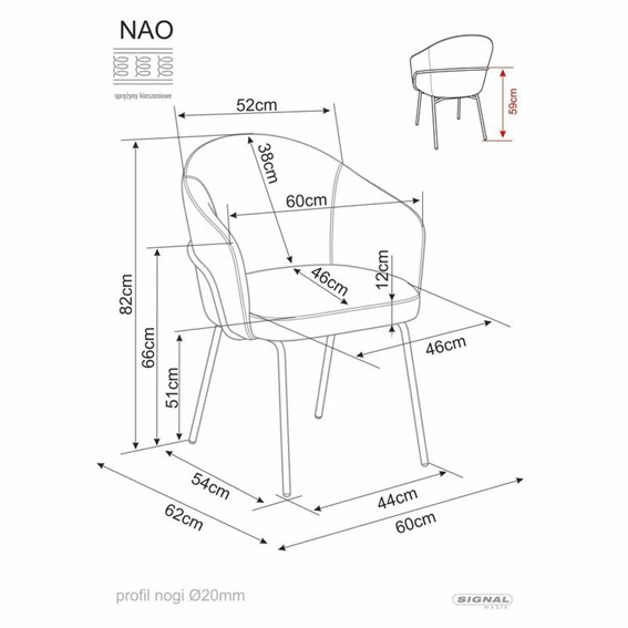 Krzesło NAO Noelle Cappuccino/Czarny Mat