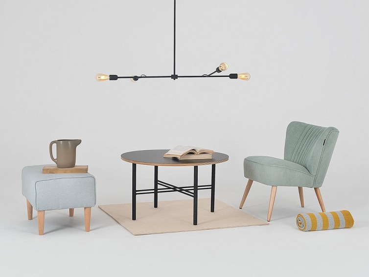 Stół Kawowy PENTO 80 Czarny/Naturalny