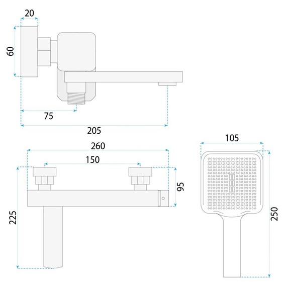 Bateria Wannowa ARLO Złoty Szczotkowany