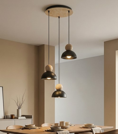 Lampa Wisząca KAKI 3PREM Czarny