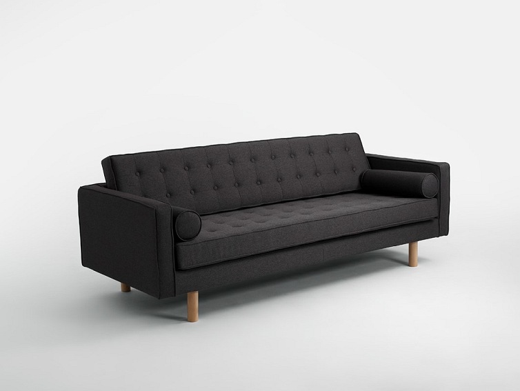 Sofa Rozkładana 3 os. Topic Wood 220x88x80 Karbon/Naturalny