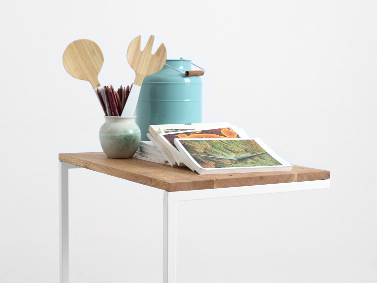 Stolik Lupe Solid Wood 60x40x60 Dąb/Biały