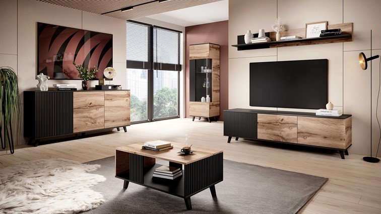 Półka Wisząca Random P-2 20x180x25 Dąb Wotan/Czarny