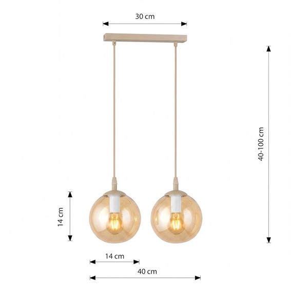 Lampa Wisząca COSMO 2 Beżowy/Miodowy