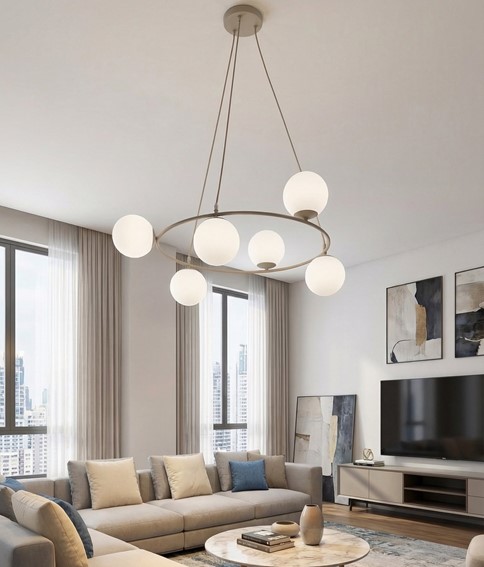 Lampa Wisząca AZURA 6 Beżowy/Biały