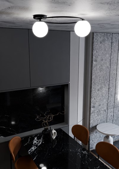 Lampa Sufitowa SOPRA 2 Czarny/Opal