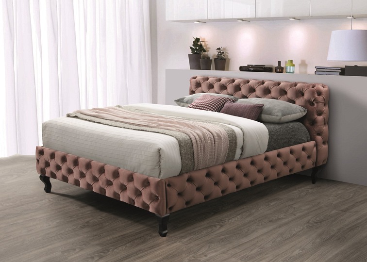 Łóżko HERRERA Velvet 160x200 Antyczny Róż Bluvel 52