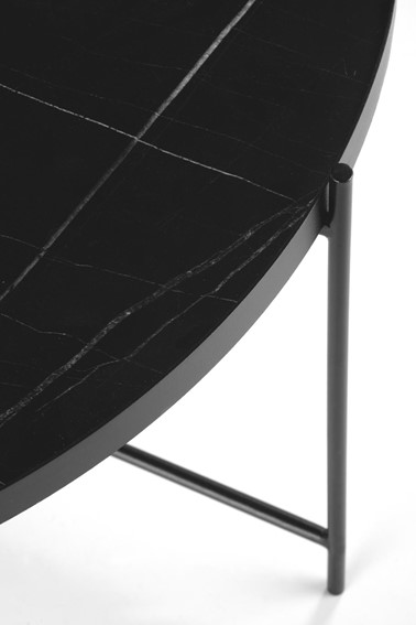 Zestaw 2 Ław JULIETA Czarny/Czarny Marmur