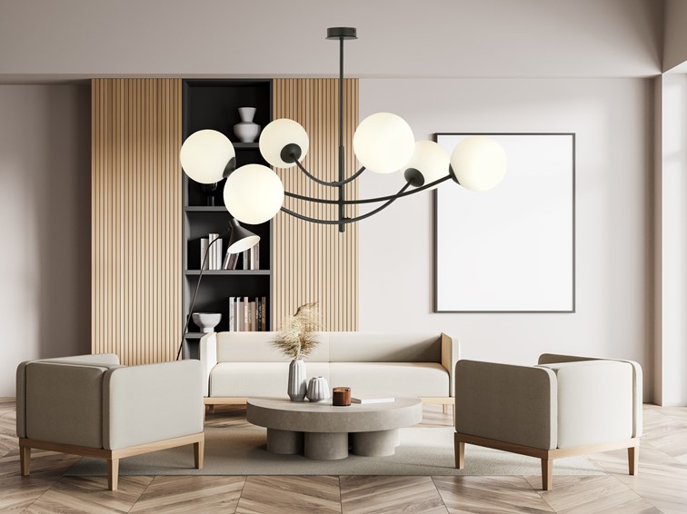 Lampa Wisząca HUNTER 6 Czarny/Opal