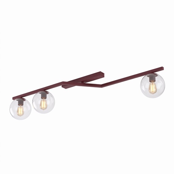 Lampa Sufitowa NATON 3 Burgundowy/Transparentny