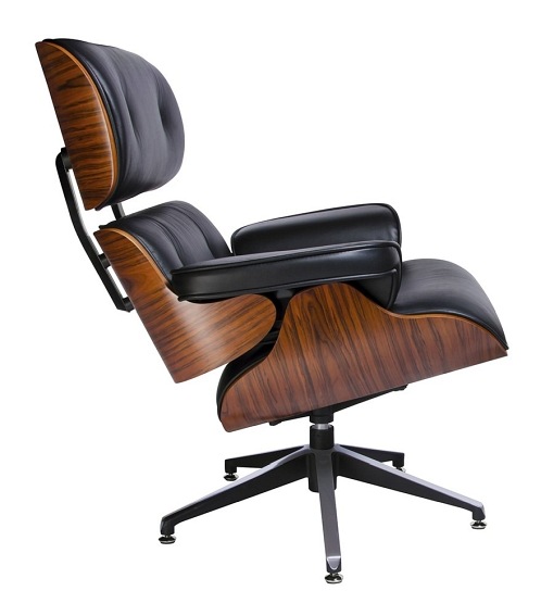 Fotel LOUNGE Czarny Różana Skóra Naturalna