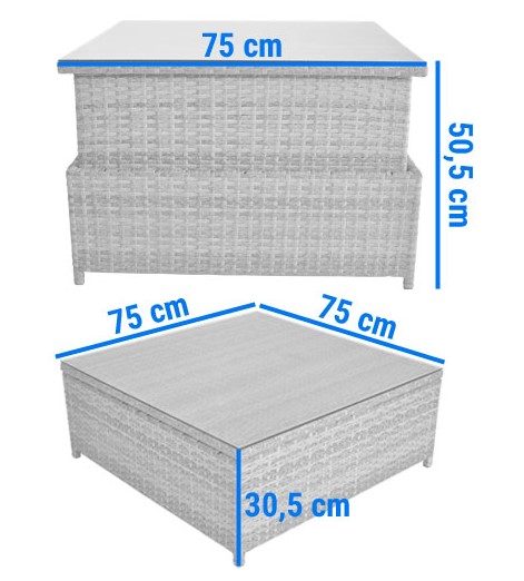 Podnoszony Stolik Ogrodowy MALAGA Szary