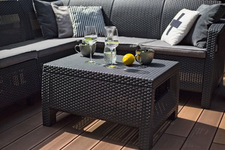 Zestaw Ogrodowy Narożnik + Stoliczek Corfu Relax Grafit