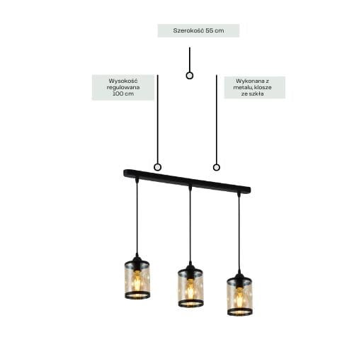 Lampa Wisząca ERICO 3L Czarny/Złoty