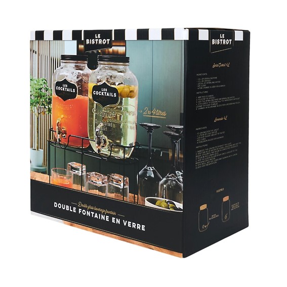 Zestaw 2 Słojów na Napoje 2x 4l Transparentny