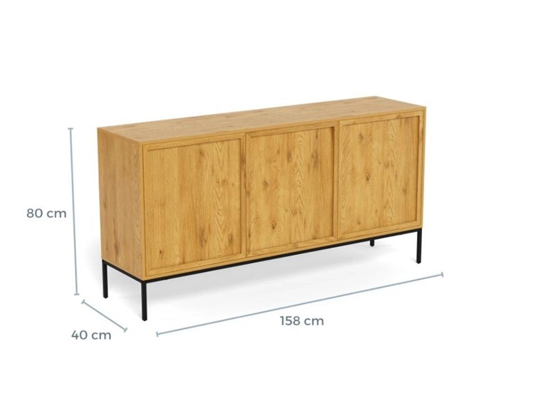 Komoda PALMDALE 158 cm Dąb Naturalny/Czarny