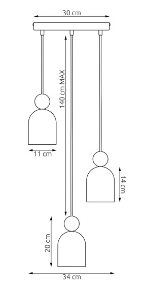 Lampa Wisząca MESI 3 PREM Czarny