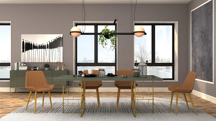 Stół ROSE HILL RH10 200x90 Zielony/Złoty