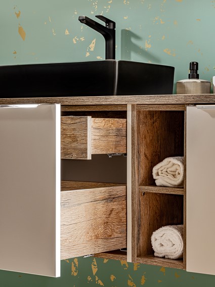 Zestaw Mebli Łazienkowych SFDB B UN 6252 A4 100cm Szary/Dąb