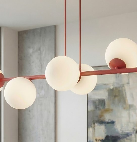 Lampa Wisząca MAGNUS 8 Burgundowy/Biały