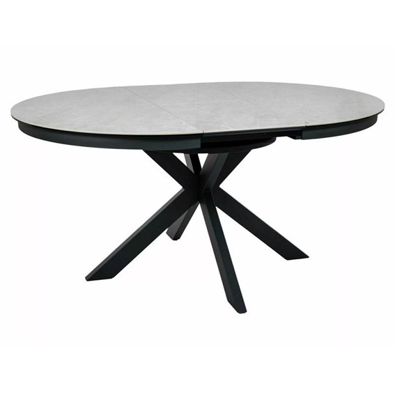 Stół Rozkładany PORTO Ceramic (160-120)x120cm Beż Połysk/Czarny Mat