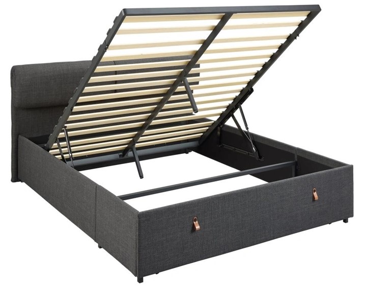 Łóżko Tapicerowane CALVI 140x190 cm z Szufladami Szary