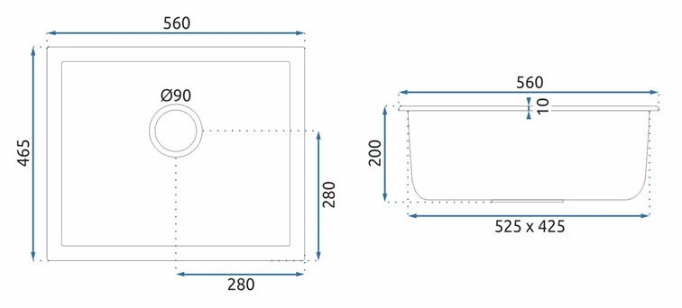 Zlewozmywak Granitowy NELS + Syfon Szary