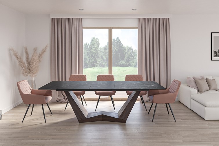 Stół BONUCCI Ceramic (200-250)x98 Czarny/Orzech