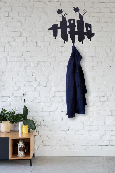 Wieszak Ścienny Koty 4x42x35 Czarny