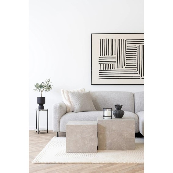 Stolik LEUVEN Fi27cm Trawertyn/Czarny