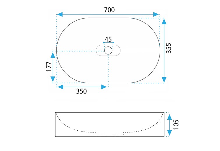 Umywalka Nablatowa IRIS 71 Szary Mat