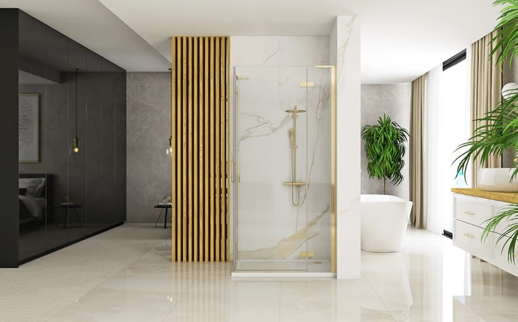 Kabina Prysznicowa HUGO 90x90 Złoty Szczotkowany