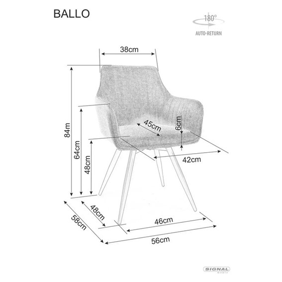 Krzesło BALLO LEO Szary/Czarny Mat